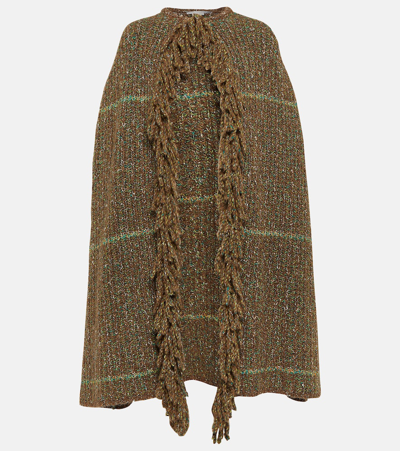 Stella Mccartney Tweed Knit Cape Coat In Multicolor