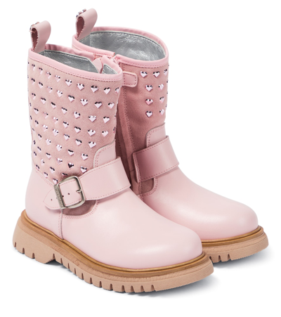 Monnalisa Kids' Suede Boots In Pink