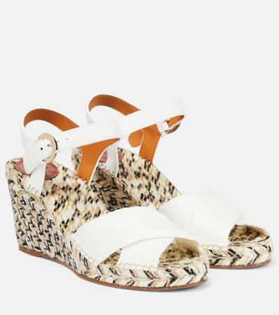 Chloé Piia Leather Espadrille Wedges In White