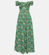 Agua By Agua Bendita Espliego Lunar Off-the-shoulder Printed Cotton-poplin Maxi Dress In Multicoloured