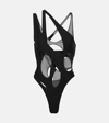 Mugler Asymmetric Cutout Swimsuit In Black
