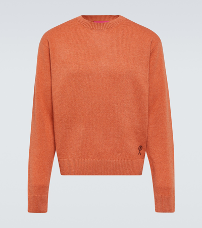 The Elder Statesman Embroidered Cashmere Sweater In Orange