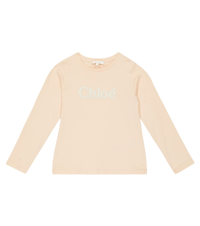 Chloé Kids' Logo Cotton-jersey T-shirt In Pink