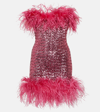 OSEREE OSÉREE FEATHER-TRIMMED SEQUINED MINIDRESS
