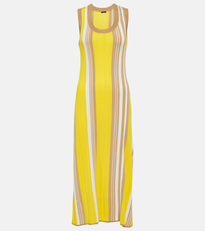 Joseph Stripe-print Knit Midi Dress In Yellow