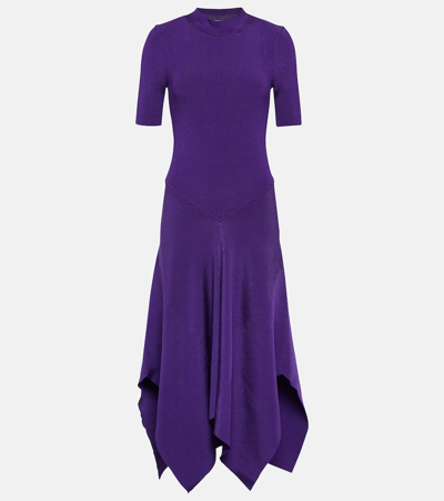 Stella Mccartney Asymmetric Jersey Midi Dress In Deep Purple