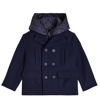 Il Gufo Double-breasted Hooded Coat In Blue
