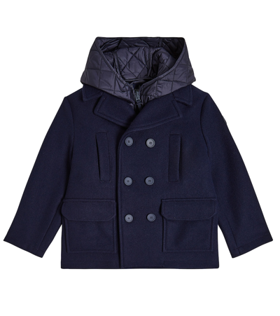 Il Gufo Kids' Double-breasted Hooded Coat In Navy