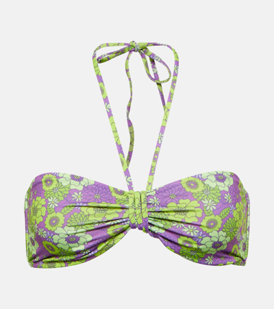 Bananhot Alin Floral Halterneck Bikini Top In Purple