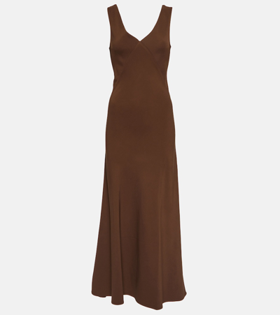Asceno Bordeaux Silk Slip Dress In Brown