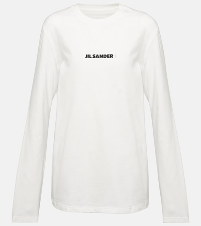 Jil Sander Logo Cotton Sweatshirt In Grey