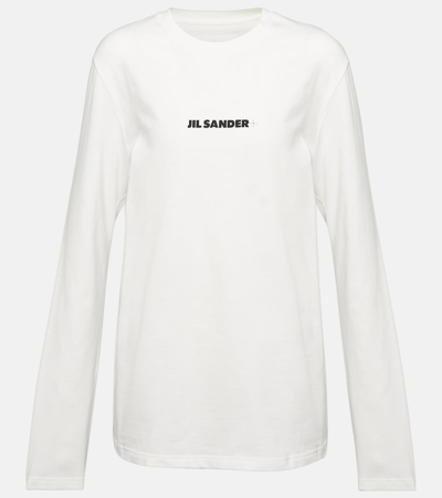 Jil Sander Logo Cotton Sweatshirt In White