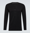 Tom Ford Henley-neck Long-sleeved Jersey T-shirt Clothing In Black