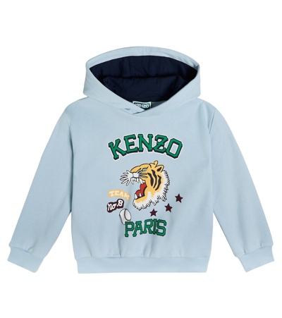 Kenzo Kids' Printed Cotton Hoodie In Blue