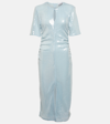 Ganni Ice Blue Sequins Short Sleeve Midi Dress In Blue