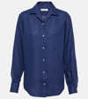 Loro Piana Andre Solaire Button-front Linen Blouse In Blue