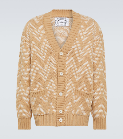 Missoni Zig-zag Cashmere Cardigan In Beige