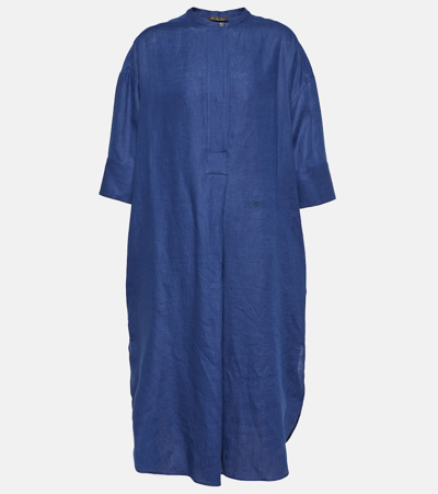 Loro Piana Lindsie Solaire Linen Shift Dress In Blue