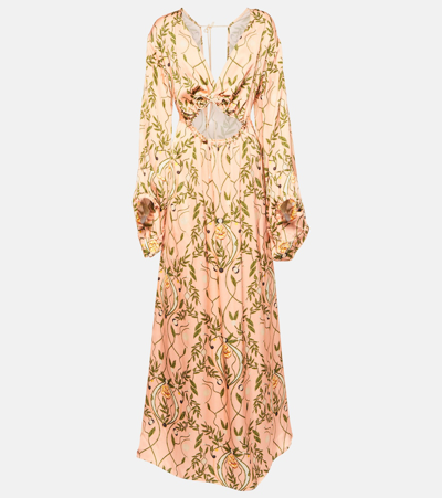 Agua By Agua Bendita Francisca Lunar Printed Cutout Maxi Dress In Pink