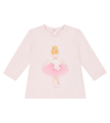 Monnalisa Printed Cotton Top In Pink
