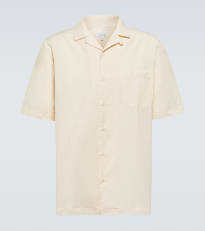 Sunspel Linen Shirt In Beige