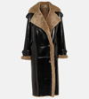 THE MANNEI JORDAN SHEARLING-TRIMMED LEATHER COAT