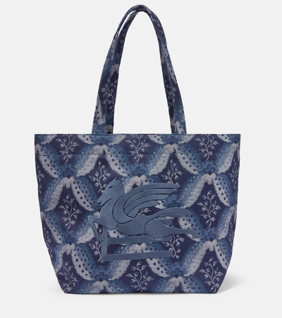 Etro Florale Soft Trotter Tasche In Navy Blue