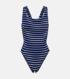 HUNZA G SQUARE NECK STRIPED SWIMSUIT