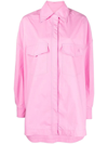 Attico Cotton Canvas Overshirt Jacket In Pink &amp; Purple