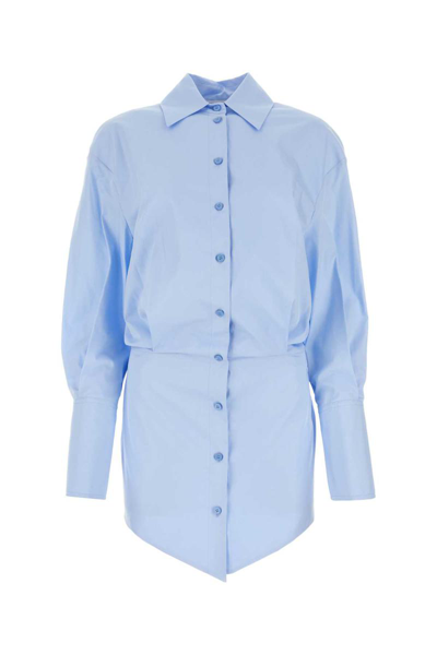 Attico Cotton Shirt Dress In Blue