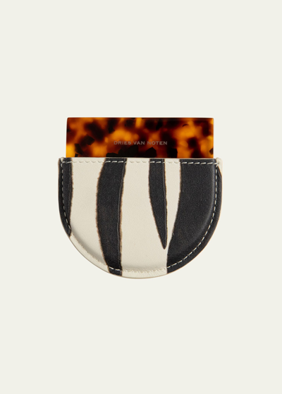 Dries Van Noten Zebra Print And Tortoiseshell Handheld Mirror In Resine Zebra