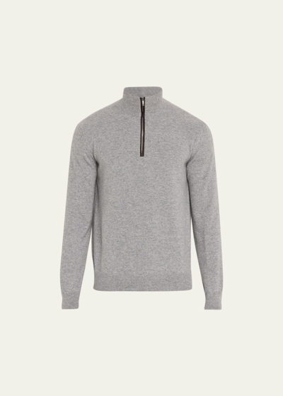 Fioroni Men's Cashmere Half-zip Sweater In Grigio