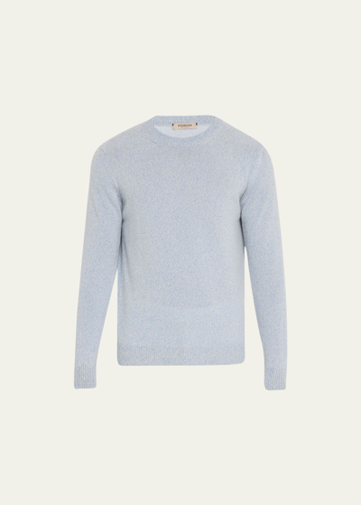 Fioroni Men's Cashmere Mouline Crewneck Sweater In Azzurro