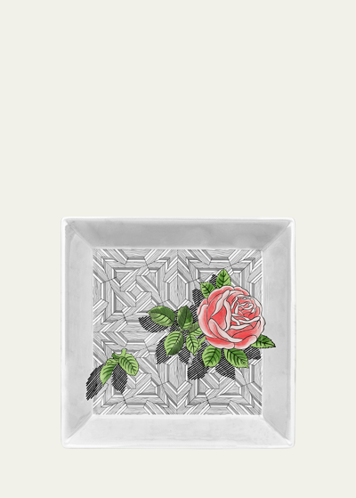 Fornasetti Square Plate 20 X 20cm - Musciarabia In Black White