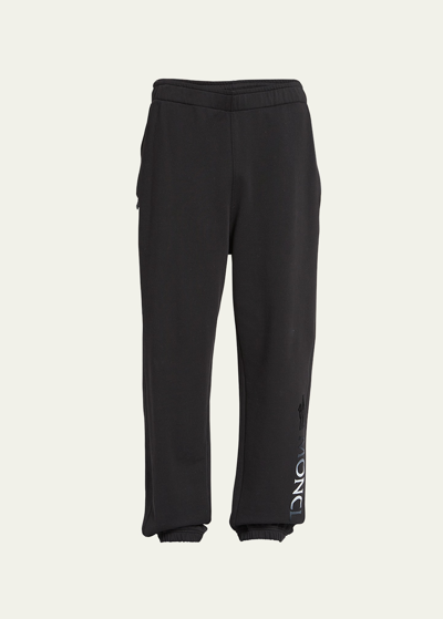 Moncler Men's Degrade Felt Logo Sweatpants In Black