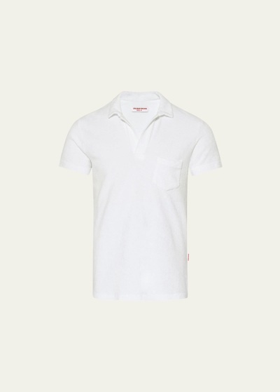 Frescobol Carioca Men's Terry Toweling Polo Shirt In White