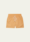 Frescobol Carioca Straight-leg Short-length Printed Swim Shorts In Papaya/pastel Ora