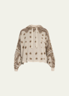 Amiri Bandana Print Knit Hoodie With Logo Embroidery In White