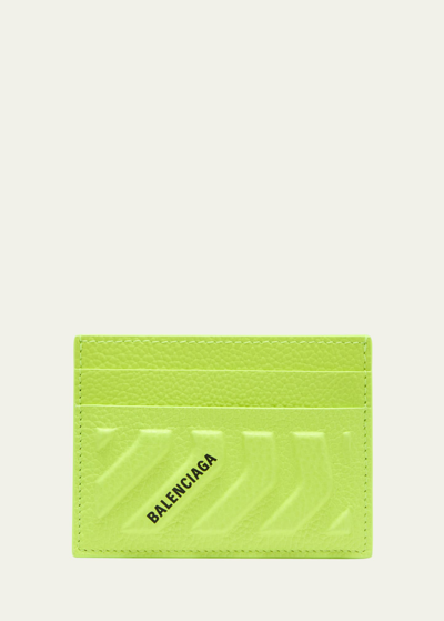 Balenciaga Men's Car Card Holder In Fluo Yellow