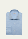 Cesare Attolini Men's Cotton-cashmere Dress Shirt In 002-blue