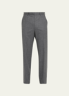 Zegna Wool-blend Flannel Pants In Medium Gray Solid