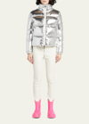 Moncler Metallic Puffer Jacket In Silver