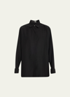 The Row Sisella Wool-blend Button-front Shirt In Black