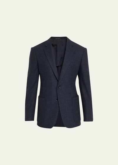 Giorgio Armani Men's Textured Wool-blend Sport Coat In Solid Dark Blue