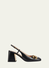 Gucci Horsebit Mid-heel Slingback Pumps In Black