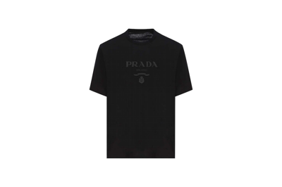 Pre-owned Prada Logo Printed Short-sleeved T-shirt Black