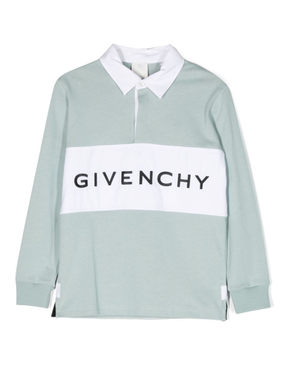 Givenchy Kids' Logo-print Cotton Polo Shirt In Blue