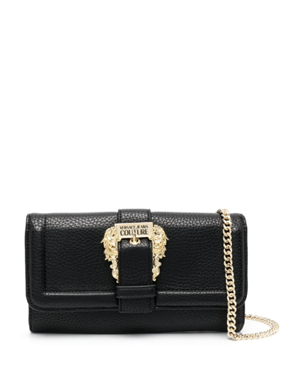 Versace Jeans Couture Baroque-buckle Wallet In Black