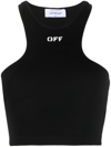 OFF-WHITE LOGO-PRINT RIBBED-KNIT RACERBACK TOP