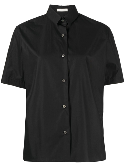 The Row Bec Short-sleeve Button-front Shirt In Black
